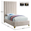  Color_Cream  Size_Twin  -- Via Cream Velvet Upholstered Twin Bed IMAGE 5