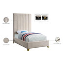  Color_Cream  Size_Twin  -- Via Cream Velvet Upholstered Twin Bed IMAGE 6