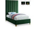  Color_Green Size_Twin -- Via Green Velvet Upholstered Twin Bed IMAGE 1