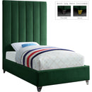  Color_Green  Size_Twin  -- Via Green Velvet Upholstered Twin Bed IMAGE 2