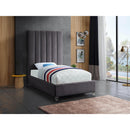  Color_Grey  Size_Twin  -- Via Grey Velvet Upholstered Twin Bed IMAGE 3