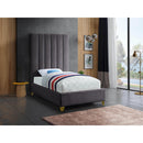  Color_Grey  Size_Twin  -- Via Grey Velvet Upholstered Twin Bed IMAGE 4