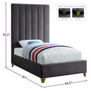  Color_Grey  Size_Twin  -- Via Grey Velvet Upholstered Twin Bed IMAGE 5