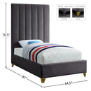Meridian Via Grey Velvet Twin Bed IMAGE 5