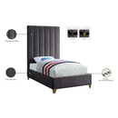  Color_Grey  Size_Twin  -- Via Grey Velvet Upholstered Twin Bed IMAGE 6