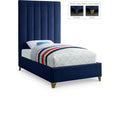  Color_Navy Size_Twin -- Via Navy Velvet Upholstered Twin Bed IMAGE 1