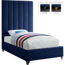  Color_Navy  Size_Twin  -- Via Navy Velvet Upholstered Twin Bed IMAGE 2