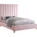  Color_Pink Size_Twin -- Via Pink Velvet Upholstered Twin Bed IMAGE 1