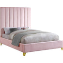  Color_Pink  Size_Twin  -- Via Pink Velvet Upholstered Twin Bed IMAGE 1