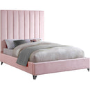  Color_Pink  Size_Twin  -- Via Pink Velvet Upholstered Twin Bed IMAGE 2