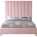  Color_Pink  Size_Twin  -- Via Pink Velvet Upholstered Twin Bed IMAGE 3