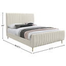 Meridian Zara Cream Velvet Full Bed (3 Boxes) IMAGE 9
