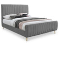  Color_Gold/ Grey  Size_Full  -- Zara Grey Velvet Upholstered Full Bed IMAGE 1