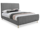  Color_Gold/ Grey  Size_Full  -- Zara Grey Velvet Upholstered Full Bed IMAGE 1