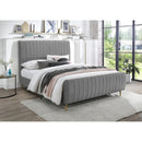  Color_Gold/ Grey  Size_Full  -- Zara Grey Velvet Upholstered Full Bed IMAGE 2