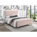  Color_Gold/ Pink  Size_Full  -- Zara Pink Velvet Upholstered Full Bed IMAGE 2