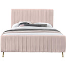  Color_Gold/ Pink  Size_Full  -- Zara Pink Velvet Upholstered Full Bed IMAGE 3