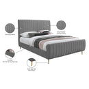 Color_Gold/ Grey  Size_King  -- Zara Grey Velvet Upholstered King Bed IMAGE 10