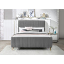  Color_Gold/ Grey  Size_King  -- Zara Grey Velvet Upholstered King Bed IMAGE 4