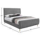  Color_Gold/ Grey  Size_King  -- Zara Grey Velvet Upholstered King Bed IMAGE 9
