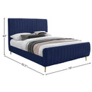  Color_Gold/ Navy  Size_King  -- Zara Navy Velvet Upholstered King Bed IMAGE 9