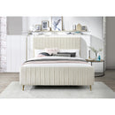 Color_Cream/ Gold  Size_Queen  -- Zara Cream Velvet Upholstered Queen Bed IMAGE 4