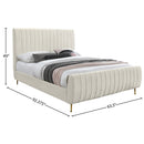  Color_Cream/ Gold  Size_Queen  -- Zara Cream Velvet Upholstered Queen Bed IMAGE 9