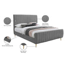 Meridian Zara Grey Velvet Queen Bed (3 Boxes) IMAGE 10