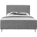  Color_Gold/ Grey  Size_Queen  -- Zara Grey Velvet Upholstered Queen Bed IMAGE 3