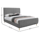  Color_Gold/ Grey  Size_Queen  -- Zara Grey Velvet Upholstered Queen Bed IMAGE 9