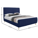  Color_Gold/ Navy  Size_Queen  -- Zara Navy Velvet Upholstered Queen Bed IMAGE 9