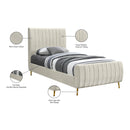 Color_Cream/ Gold  Size_Twin  -- Zara Cream Velvet Upholstered Twin Bed IMAGE 10