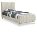  Color_Cream/ Gold Size_Twin -- Meridian Zara Upholstered Panel Bed IMAGE 1