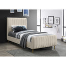  Color_Cream/ Gold  Size_Twin  -- Zara Cream Velvet Upholstered Twin Bed IMAGE 2
