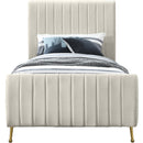  Color_Cream/ Gold  Size_Twin  -- Zara Cream Velvet Upholstered Twin Bed IMAGE 3