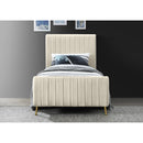  Color_Cream/ Gold  Size_Twin  -- Zara Cream Velvet Upholstered Twin Bed IMAGE 4