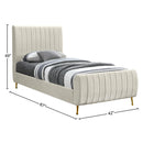  Color_Cream/ Gold  Size_Twin  -- Zara Cream Velvet Upholstered Twin Bed IMAGE 9
