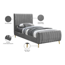  Color_Gold/ Grey  Size_Twin  -- Zara Grey Velvet Upholstered Twin Bed IMAGE 10