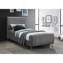  Color_Gold/ Grey  Size_Twin  -- Zara Grey Velvet Upholstered Twin Bed IMAGE 2