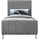  Color_Gold/ Grey  Size_Twin  -- Zara Grey Velvet Upholstered Twin Bed IMAGE 3
