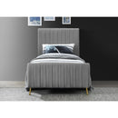  Color_Gold/ Grey  Size_Twin  -- Zara Grey Velvet Upholstered Twin Bed IMAGE 4