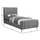  Color_Gold/ Grey  Size_Twin  -- Zara Grey Velvet Upholstered Twin Bed IMAGE 9