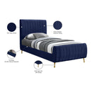  Color_Gold/ Navy  Size_Twin  -- Zara Navy Velvet Upholstered Twin Bed IMAGE 10