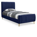  Color_Gold/ Navy Size_Twin -- Zara Navy Velvet Upholstered Twin Bed IMAGE 1