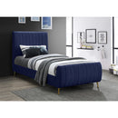  Color_Gold/ Navy  Size_Twin  -- Zara Navy Velvet Upholstered Twin Bed IMAGE 2