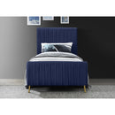  Color_Gold/ Navy  Size_Twin  -- Zara Navy Velvet Upholstered Twin Bed IMAGE 4
