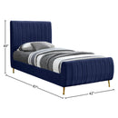  Color_Gold/ Navy  Size_Twin  -- Zara Navy Velvet Upholstered Twin Bed IMAGE 9