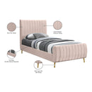  Color_Gold/ Pink  Size_Twin  -- Zara Pink Velvet Upholstered Twin Bed IMAGE 10