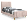  Color_Gold/ Pink Size_Twin -- Zara Pink Velvet Upholstered Twin Bed IMAGE 1
