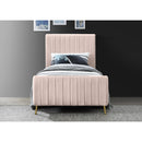  Color_Gold/ Pink  Size_Twin  -- Zara Pink Velvet Upholstered Twin Bed IMAGE 4